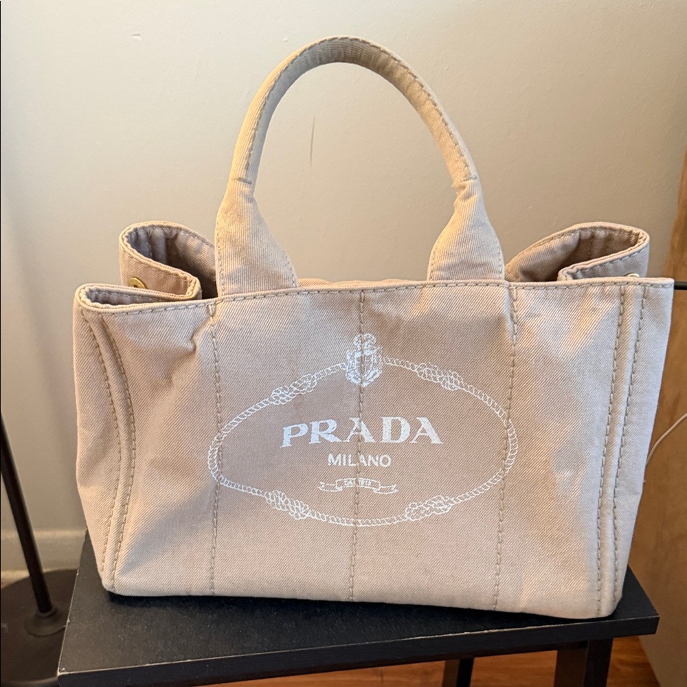 Prada Tan Canvas Tote Bag - Picture 6 of 6
